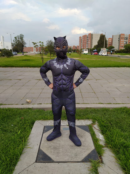 Disfraz Black Panther para niños – Traje acolchado con músculos y máscara