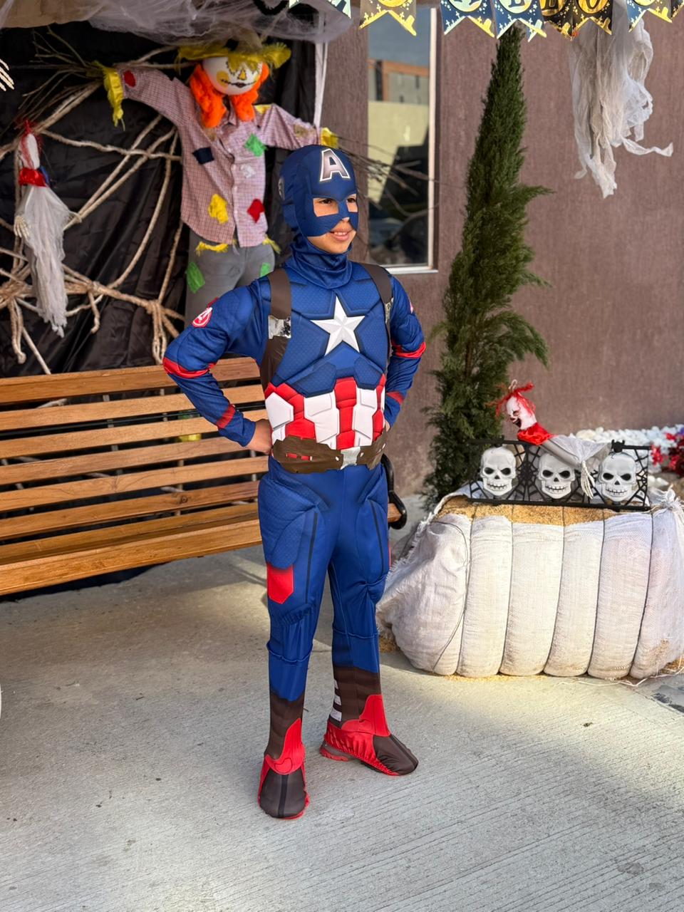 Disfraz Capitán América para niños – Traje acolchado con músculos y máscara