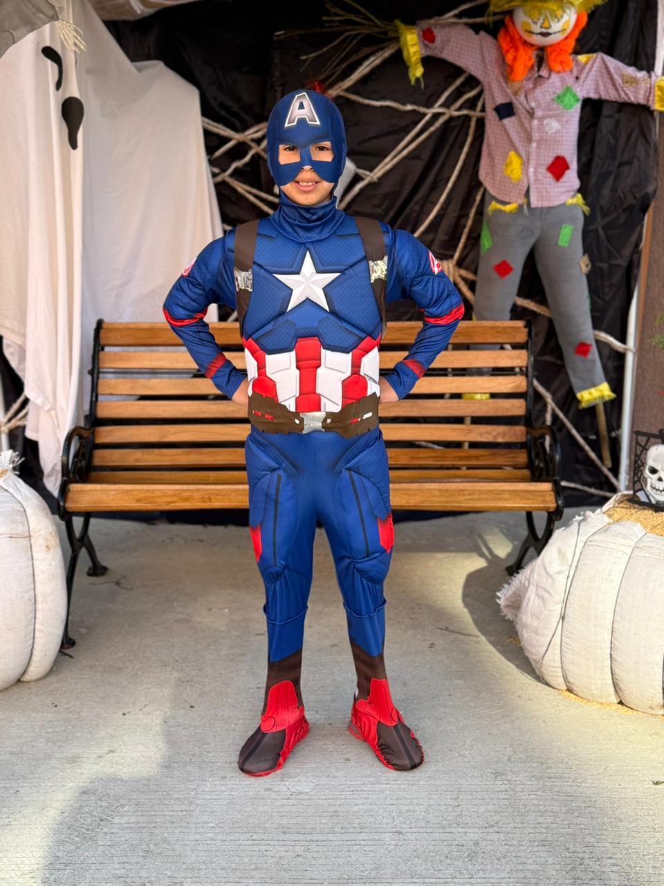 Disfraz Capitán América para niños – Traje acolchado con músculos y máscara