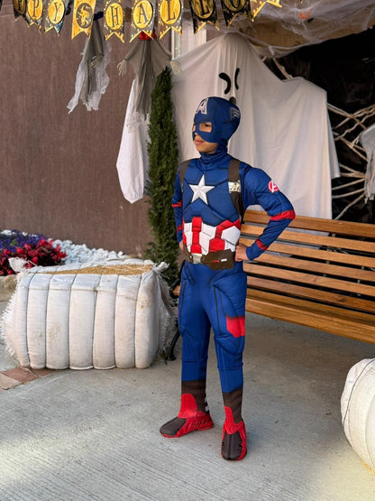 Disfraz Capitán América para niños – Traje acolchado con músculos y máscara