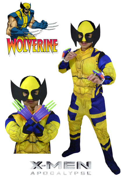 Disfraz Wolverine con garras retráctiles – Traje acolchado con músculos y máscara