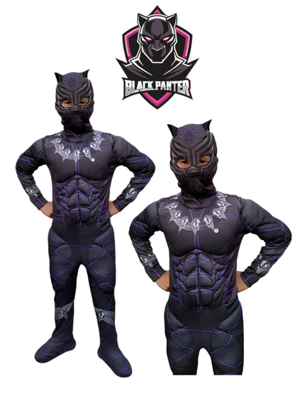 Disfraz Black Panther para niños – Traje acolchado con músculos y máscara