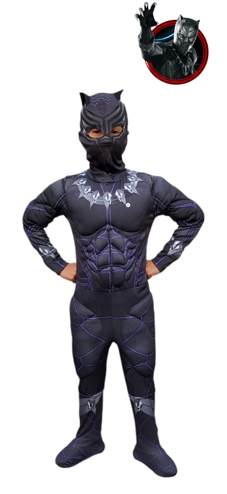 Disfraz Black Panther para niños – Traje acolchado con músculos y máscara