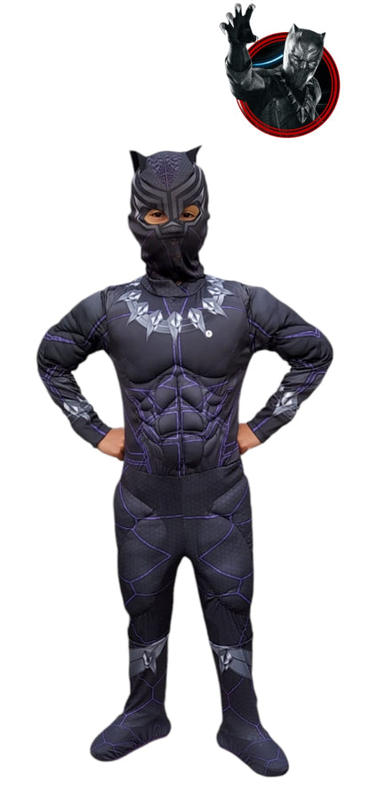 Disfraz Black Panther para niños – Traje acolchado con músculos y máscara
