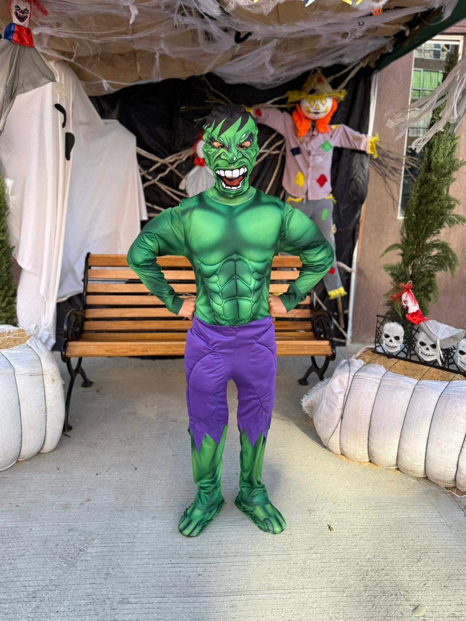 Disfraz Hulk para niños – Traje acolchado con músculos y máscara