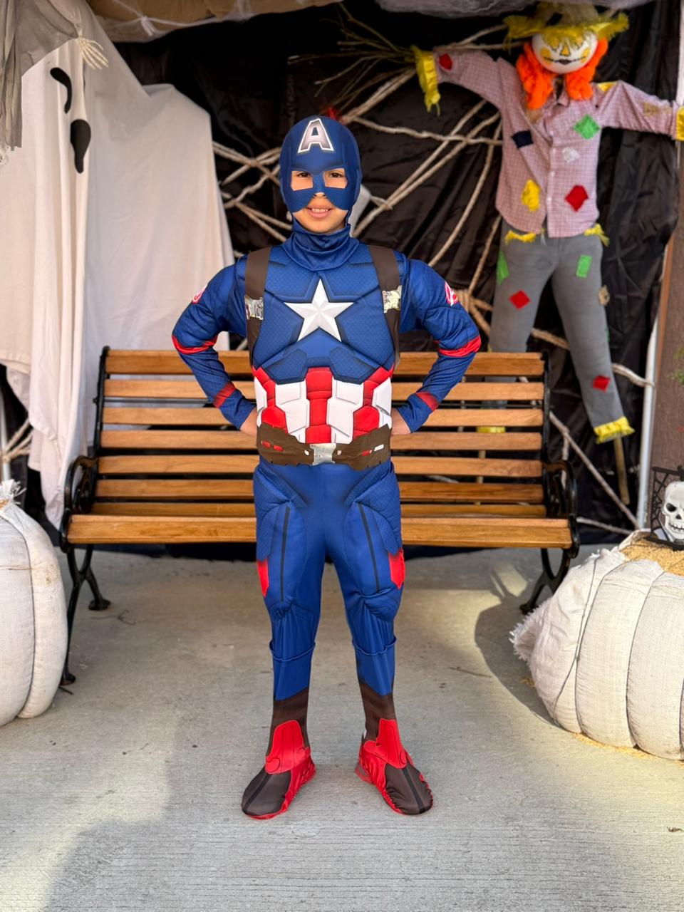 Disfraz Capitán América para niños – Traje acolchado con músculos y máscara