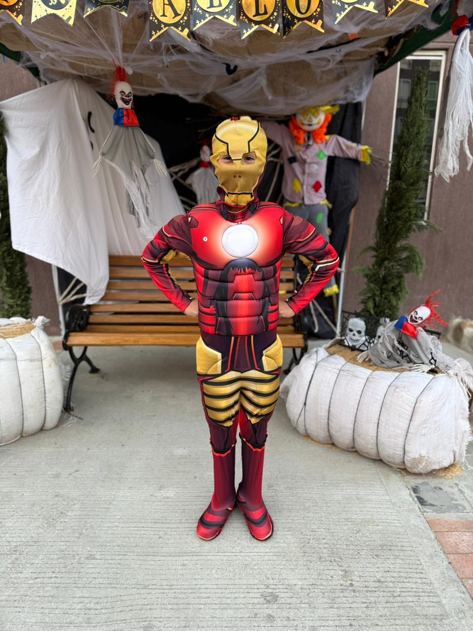 Disfraz Iron Man para niños – Traje acolchado con músculos y máscara